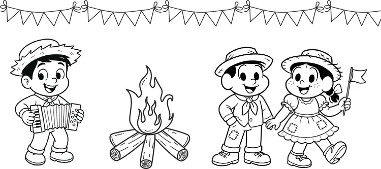 Desenhos festa junina para colorir e imprimir - educação infantil (página 1)